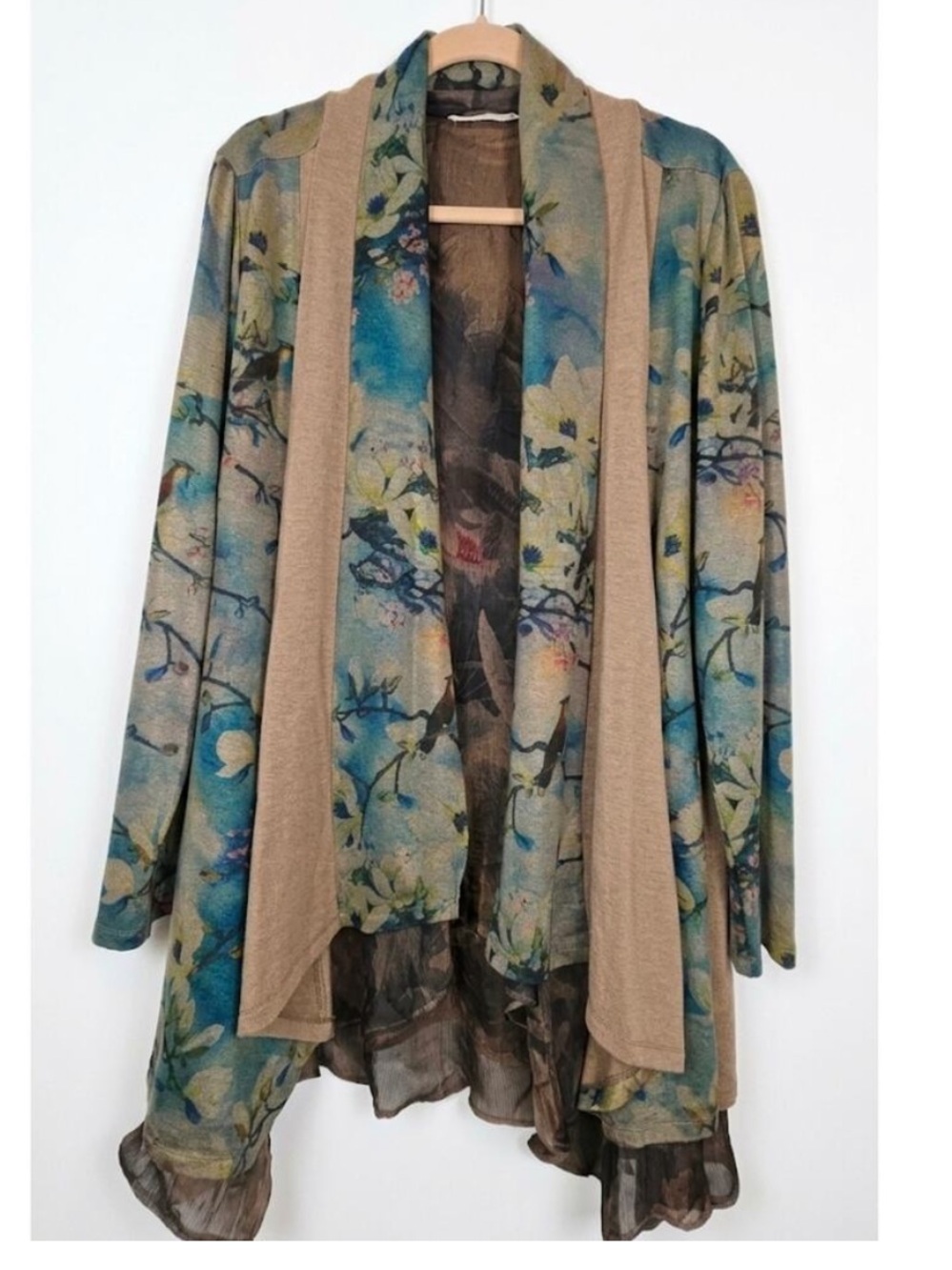 Soft surroundings, Tea Garden Watercolor Open-Front Cardigan Topper